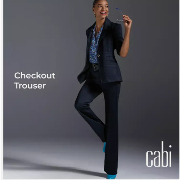 Cabi Checkout Trouser #4314 Blue & Black plaid 18 Regular Was‎ $149